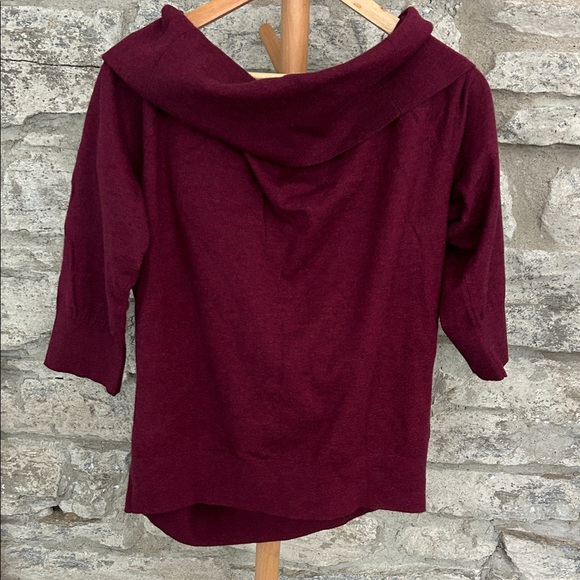 Burgundy Off-Shoulder Sweater - Picture 2 of 7